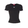 Diesel Black T-shirt With Logo On The Front And Ribbed Design In Cotton Woman In Black