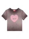 Diesel T-ele T-shirt In Washed Purple Stretch Cotton In Multi