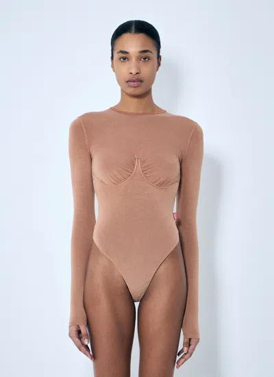 Diesel Women T-finne-q2 Bodysuit In Brown