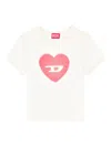 Diesel Women Ivory Ribbed Stretch Cotton T-ele T-shirt