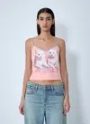 Diesel T-top R2 Cats Pink Cotton Jersey Tank Top In Pink
