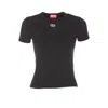 Diesel Black T-shirt With Logo On The Front And Ribbed Design In Cotton Woman In Black