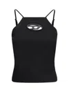 Diesel T-wilight Black Top With Halterneck And Oval D Logo Plaque On The Front In Wool Blend Woman In Black