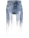 Diesel Blue Five-pocket Shorts With Fringes On The Edges In Multi