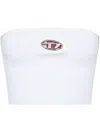 Diesel Ribbed Tube Top With Stylish Logo Plaque In White