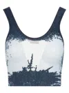 Diesel Cropped Ribbed Tank Top In Blue
