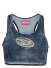 Diesel Denim Crop Top With Jewel Buckle In Denim