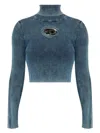 Diesel Cropped Slim-fit Top With Ribbed Texture In Denim