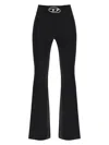 Diesel 'p-erseus' Black Flared Pants With Oval D Logo Plaque On The Front In Wool Blend Woman In Nero