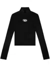 Diesel M-valari Top In Black Ribbed Stretch Jersey In Black