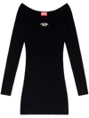 Diesel Black U Neck Dress With D-logo In Black