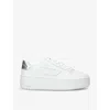 DIESEL DIESEL WOMEN'S WHITE S-ATHENE BOLD LOGO-APPLIQUÉ LEATHER-BLEND LOW-TOP TRAINERS
