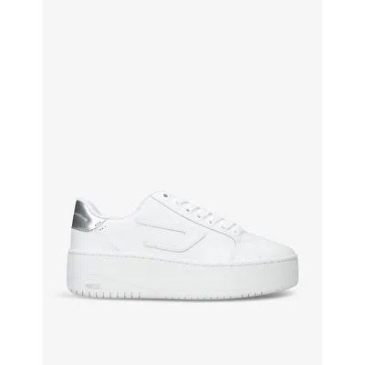 Diesel Women's White S-athene Bold Logo-appliqué Leather-blend Low-top Trainers
