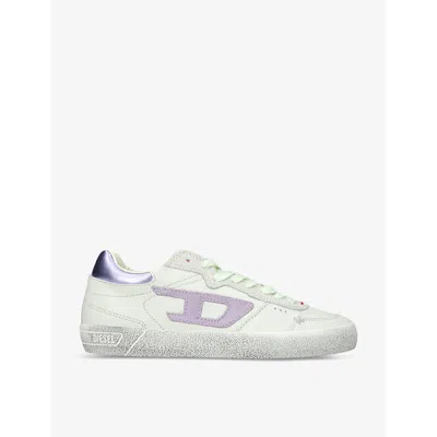 Diesel Leroji Logo-print Leather Low-top Trainers In White/comb