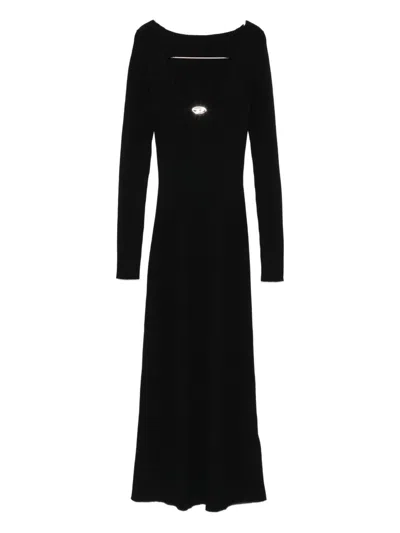 Diesel Logo-adorned Long-sleeve Midi Dress In Black