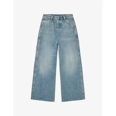 Diesel Womens 01 1996 D-sire Wide-leg Relaxed-fit Denim Jeans In Blue
