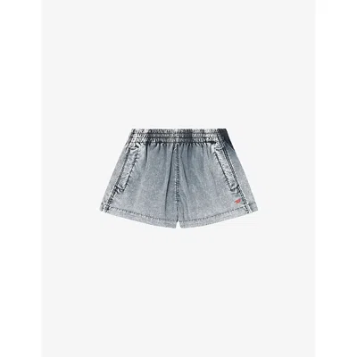 Diesel Womens 01 S-ound Denim-effect Woven Shorts In Gray