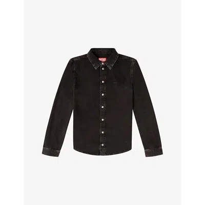 Diesel Womens 02 D-eazy Logo-embroidered Denim Shirt In Black