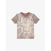 Diesel Womens 7ff T-uncuties-long-r6 Abstract-print Stretch-cotton Jersey T-shirt In Brown