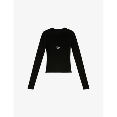 DIESEL WOMENS 9XX M-OLINA CUT-OUT WOOL KNITTED TOP