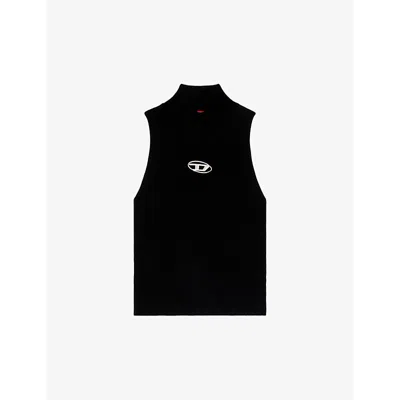 DIESEL WOMENS 9XX M-ONERVAX LOGO-PLAQUE HIGH-NECK KNITTED TOP