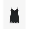 Diesel Womens 9xxa D-inlay-r1 Tulle-inlay Stretch-woven Mini Dress In Black