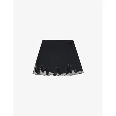 Diesel Womens 9xxa O-lane-r1 Tulle-inlay Stretch-woven Mini Skirt In Black