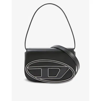 Diesel Womens 1dr Logo-plaque Leather Shoulder Bag Black