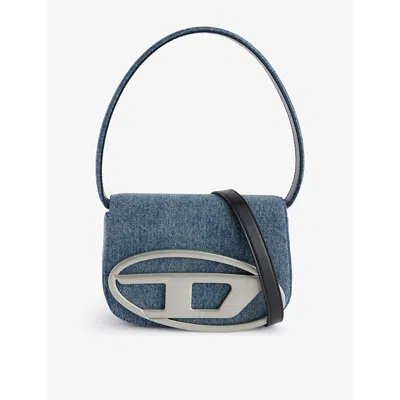 Diesel Womens 1dr Brand-plaque Denim Shoulder Bag Blue Denim