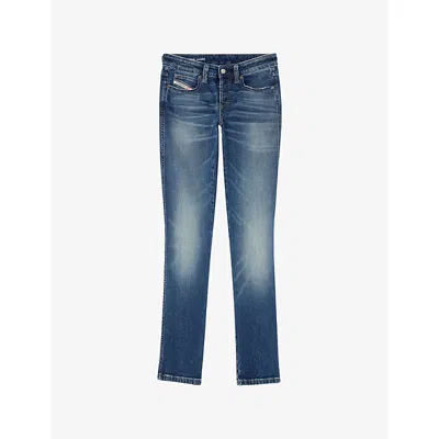 Diesel Womens 01 1992 D-jiann Faded-wash Denim Jeans In Blue