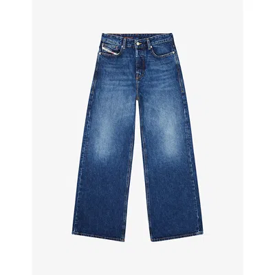 Diesel Womens 01 1996 D-sire Wide-leg Denim Jeans In Multi