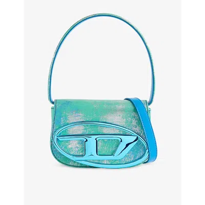 DIESEL WOMENS LIGHT BLUE GREEN 1DR DENIM SHOULDER BAG