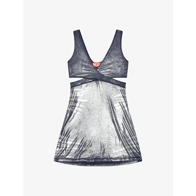 Diesel Womens 81e D-farfy Metallic-jersey Mini Dress In Grey