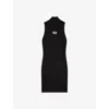 Diesel High Neck Fitted Mini Dress With Ribbed Texture In Multi