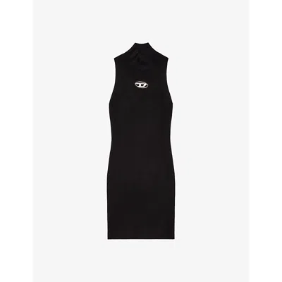 Diesel Womens  M-onervax Logo-plaque Woven Mini Dress In 9xx