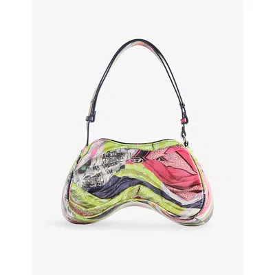 Diesel Womens Lime Play Faux-leather Shoulder Bag