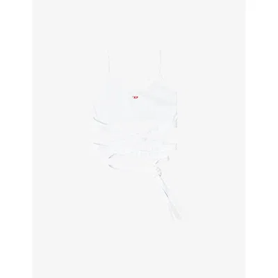 Diesel Womens 100 T-leya-tail Wrap-around Cotton-jersey Top In White