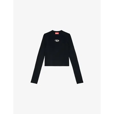 DIESEL WOMENS 9XX M-VALARI LOGO-EMBROIDERED LONG-SLEEVE KNITTED JUMPER