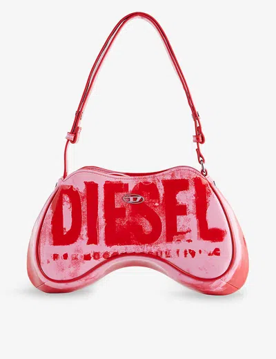Diesel Womens Pink/red Abstract-print Woven Shoulder Bag