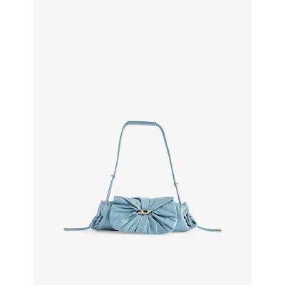 Diesel Womens Powder Blue Scrunch-d Leather Shoulder Strap