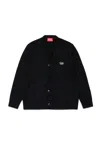 Diesel Cardigan Misto Lana E Cashmere Con Patch In Black