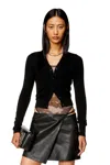 Diesel Cardigan In Lana E Cotone In Nero