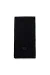 Diesel Wool-blend Knit Scarf Branded With Logo In Black
