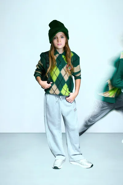 Diesel Kids' Wool Blend Polo Shirt With Logo In Green