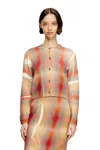 Diesel Wool Cardigan With Distorted Check Print In Multi