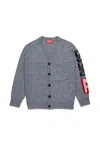 Diesel Logo-embroidered Cardigan In Grey