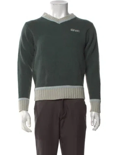 Pre-owned Diesel Wool Colorblock Pattern Pullover In Green