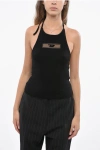 Diesel Wool Jupa Halterneck Top With Tulle Detail In Black