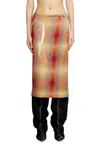 Diesel Wool Midi Skirt With All-over Check Print In Multi