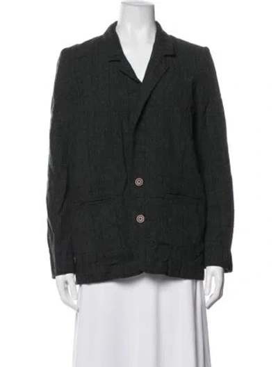 Pre-owned Diesel Wool Plaid Print Blazer In Green